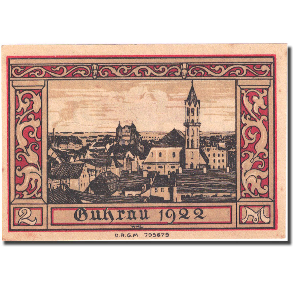Banknote, Germany, Guhrau, 2 Mark, village, 1922, UNC(63), Mehl:496.1a