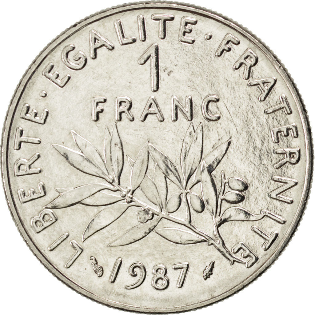 FRANCE, Semeuse, Franc, 1987, Paris, KM #925.1, MS(60-62), Nickel, 24, Gadoury..