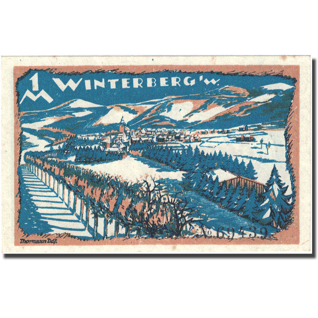 Banknote, Germany, Winterberg, 1 Mark, paysage, 1921, UNC(63), Mehl:1435.2