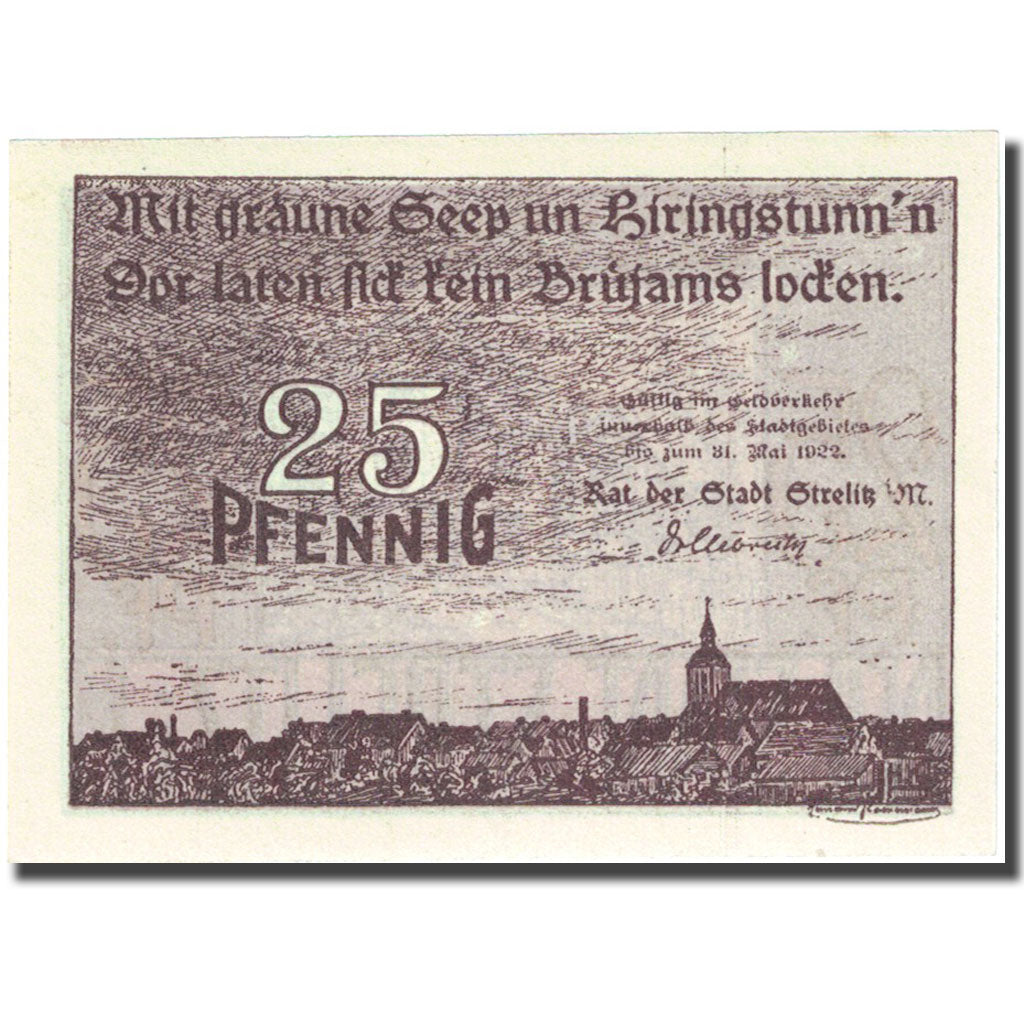 Banknote, Germany, Strelitz, 25 Pfennig, Maison, 1922 UNC(63) Mehl 1283.1