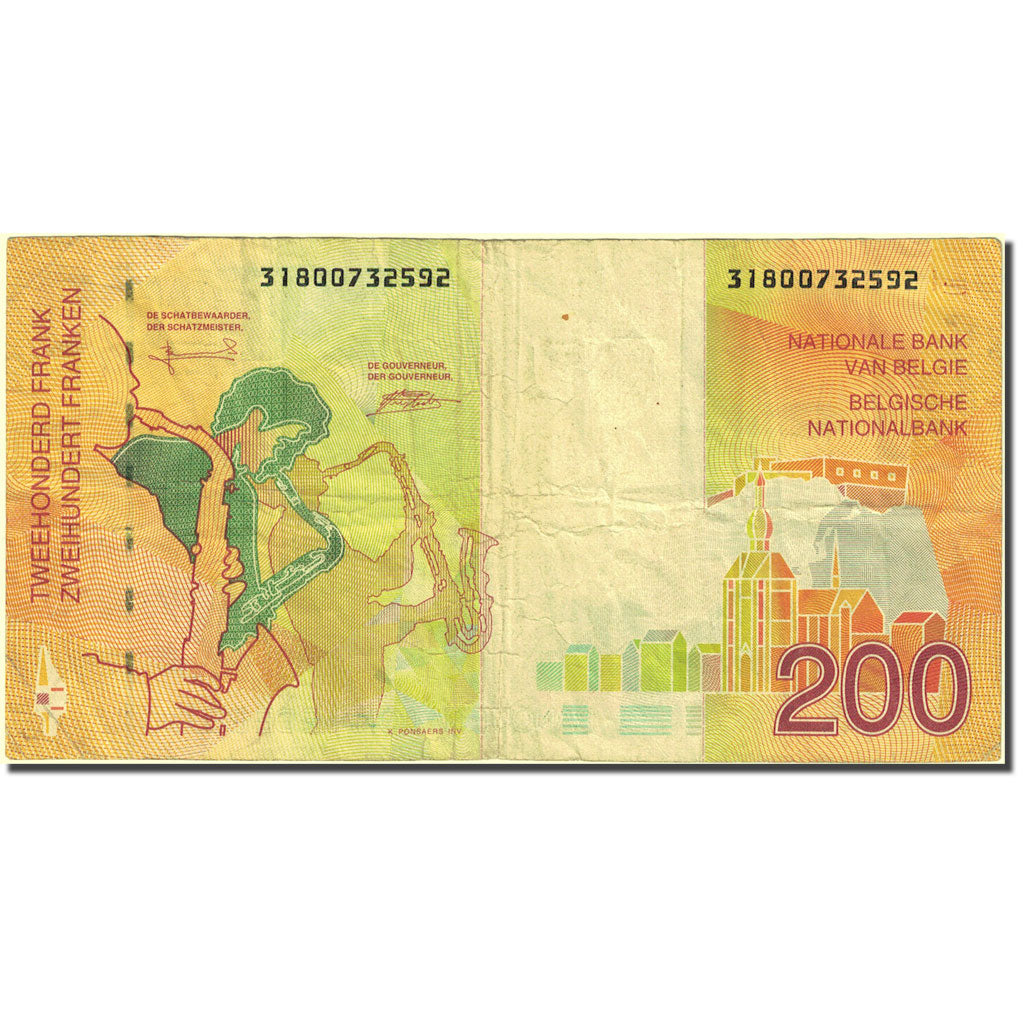 Banknote, Belgium, 200 Francs, 1995, Undated (1995), KM:148, VF(30-35)