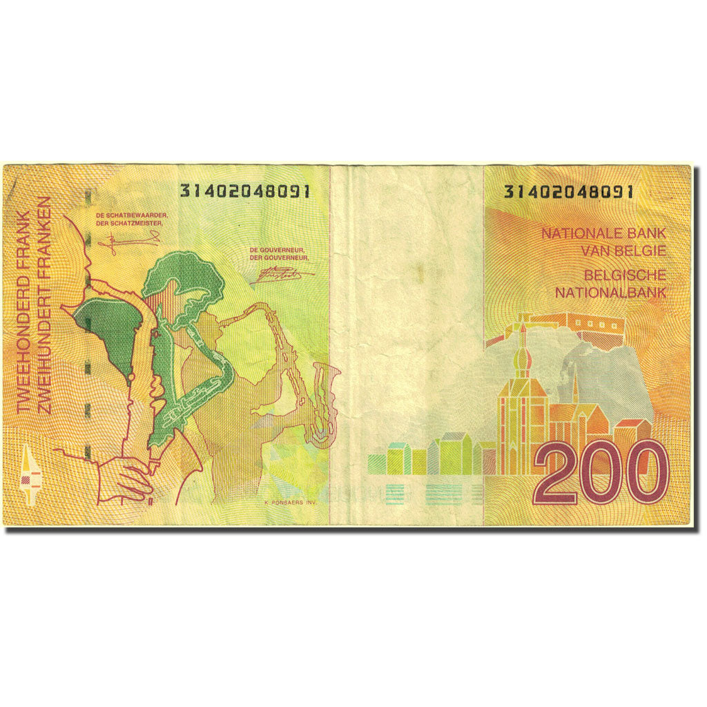 Banknote, Belgium, 200 Francs, 1995, Undated (1995), KM:148, VF(30-35)