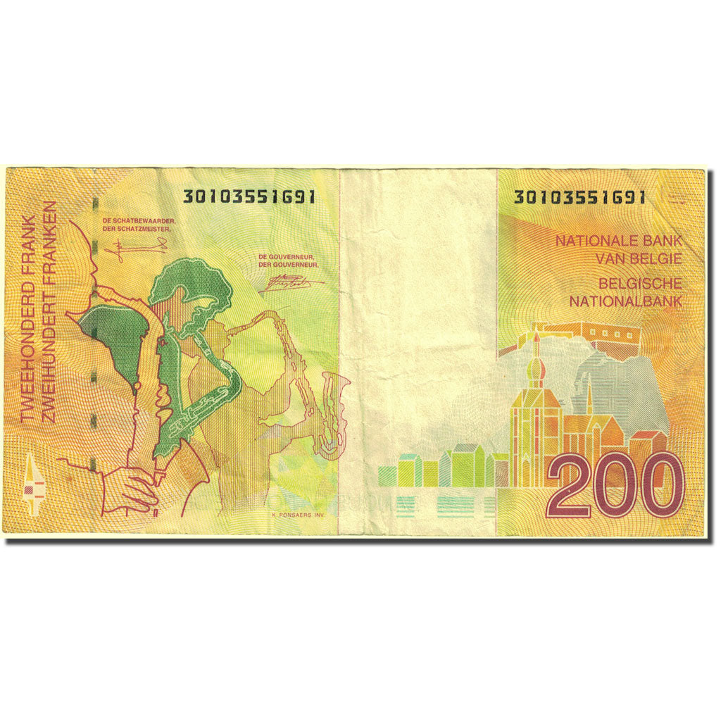 Banknote, Belgium, 200 Francs, 1995, Undated (1995), KM:148, VF(30-35)