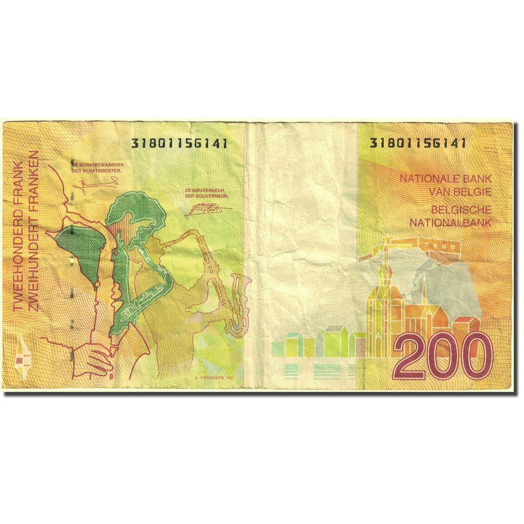 Banknote, Belgium, 200 Francs, 1995, Undated (1995), KM:148, VF(30-35)