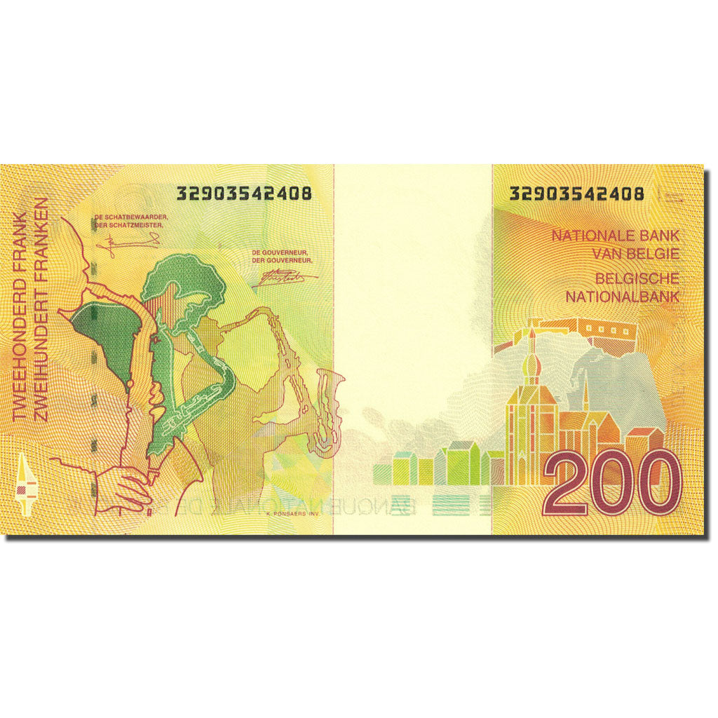 Banknote, Belgium, 200 Francs, 1995, Undated (1995), KM:148, UNC(65-70)