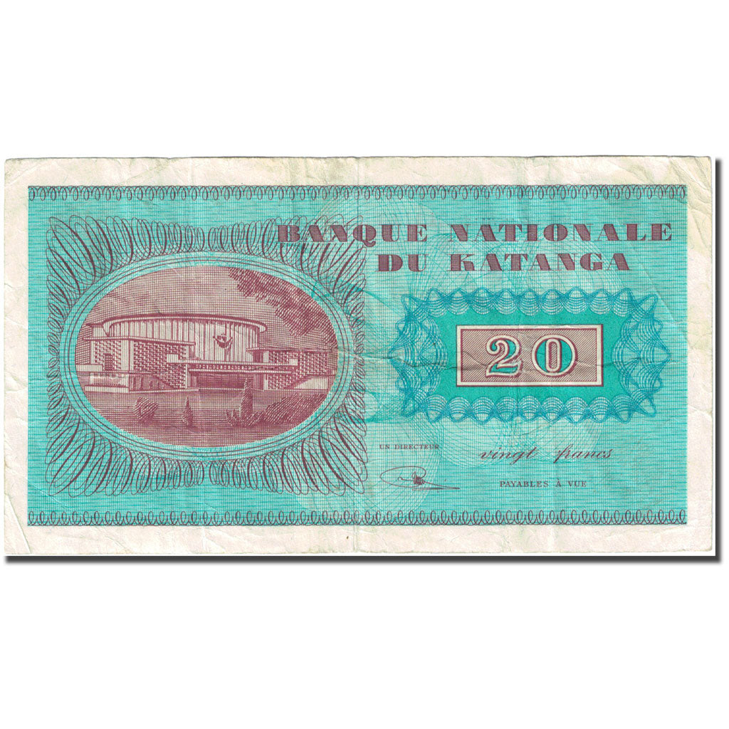 Banknote, Katanga, 20 Francs, 1960, 1960-11-21, KM:6a, EF(40-45)