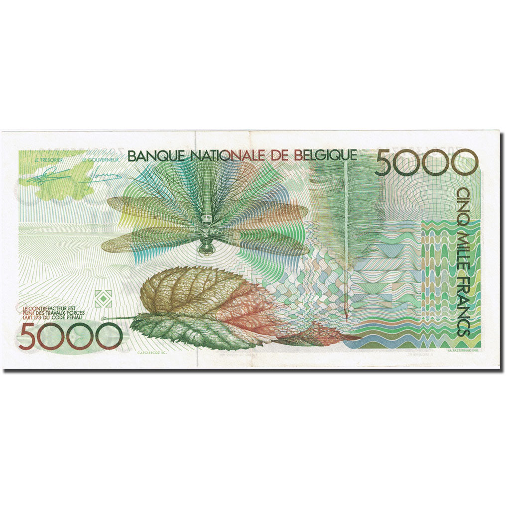 Banknote, Belgium, 5000 Francs, UNDATED (1982-1992), KM:145a, AU(55-58)