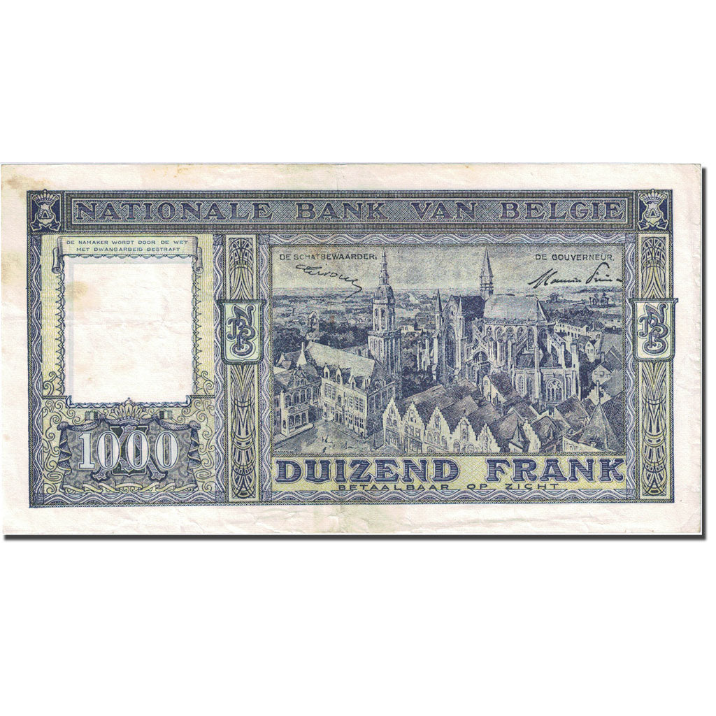 Banknote, Belgium, 1000 Francs, 1944-1945, 1947-10-07, KM:128c, EF(40-45)