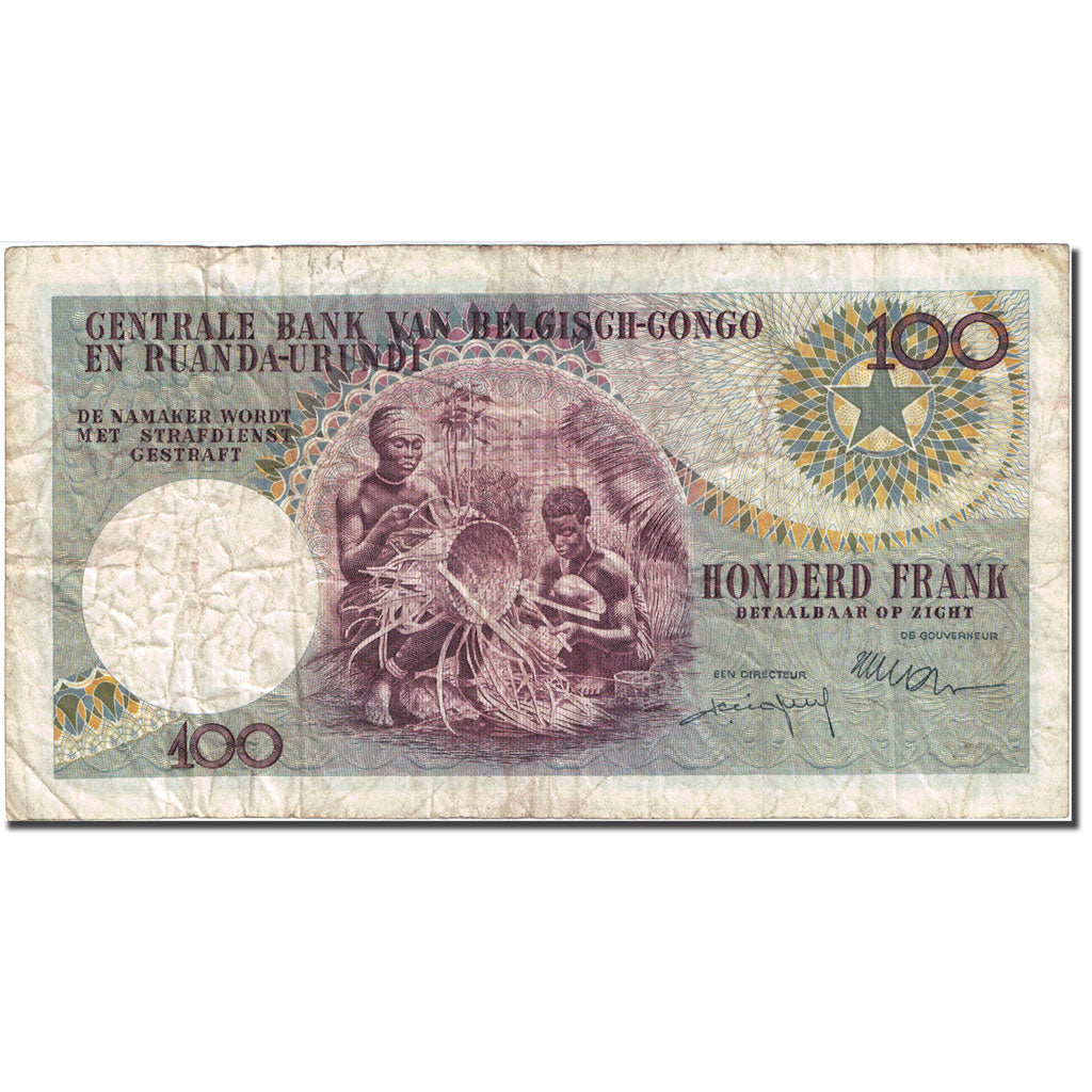 Banknote, Belgian Congo, 100 Francs, 1960, 1960-09-01, KM:33a, VF(30-35)