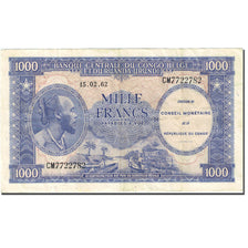 Banconote, Congo belga, 1000 Francs, 1962, 1962-02-15, KM:29a, BB+
