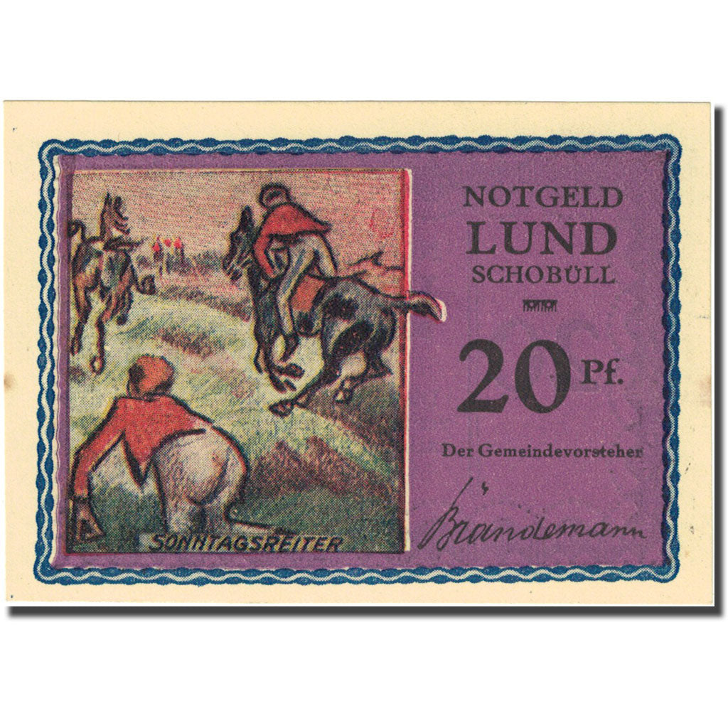 Banknote Germany lund-Schobüll 20 Pfennig personnage purple UNC(63) Mehl 844.2b