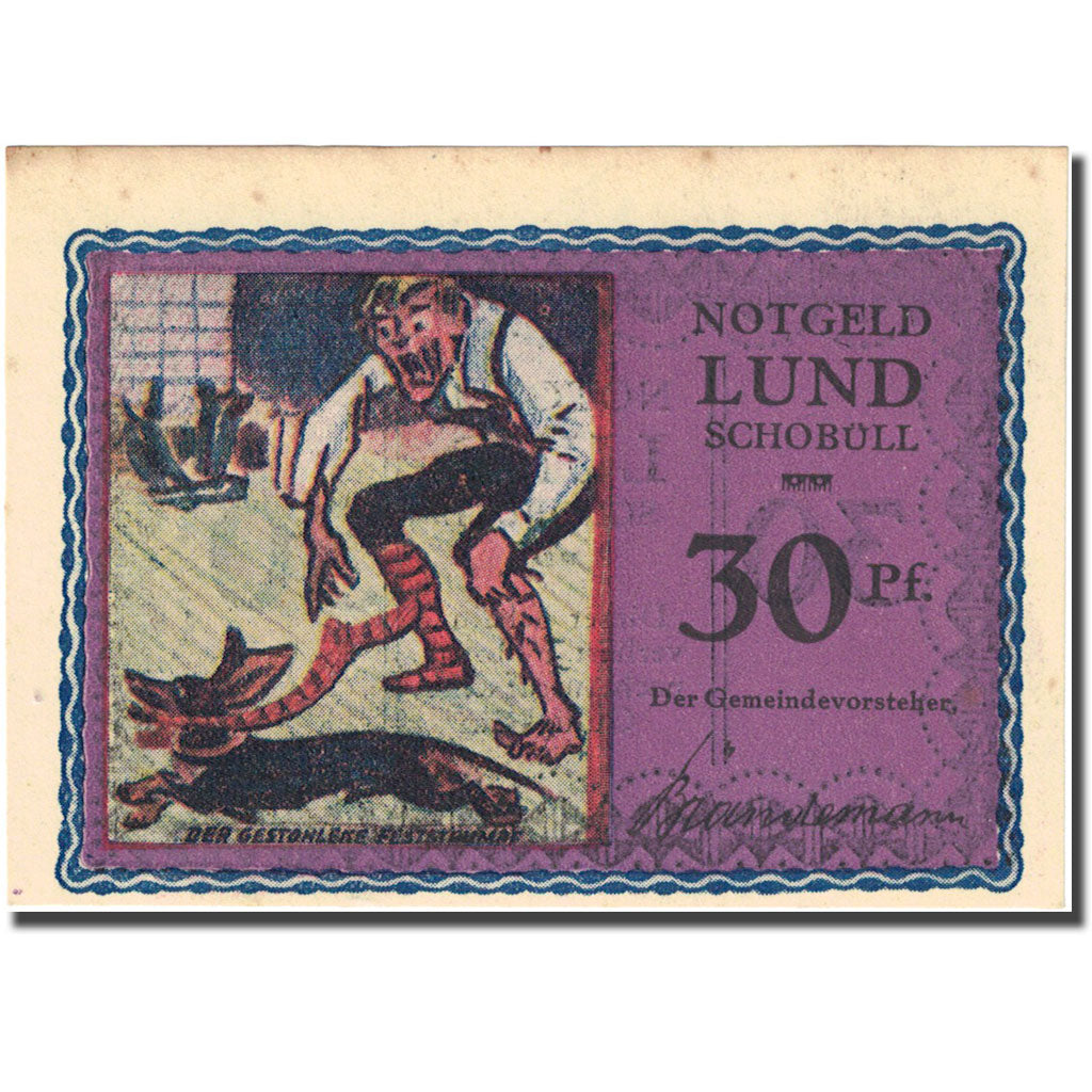 Banknote Germany lund-Schobüll 30 Pfennig personnage 1 AU55-58 purple Mehl844.2b