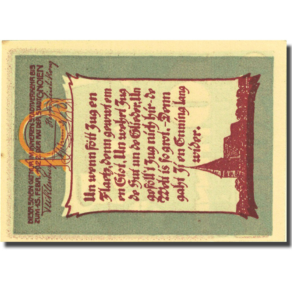 Banknote, Germany, Gnoien, 10 Pfennig, Eglise 1922-02-15, UNC(63) Mehl 444.1a
