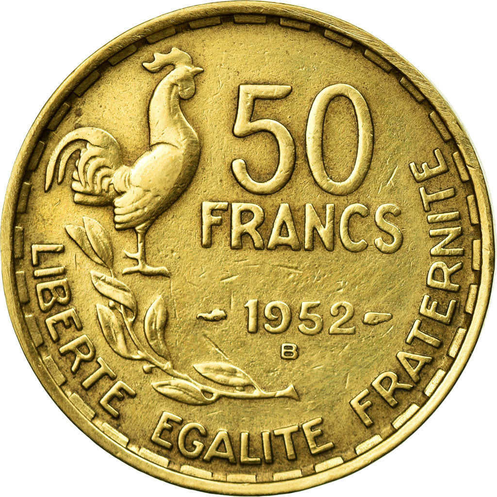 Coin, France, Guiraud, 50 Francs, 1952, Beaumont le Roger, EF(40-45)