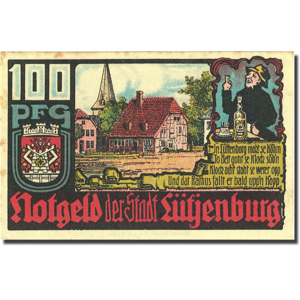 Banknote, Germany, Lütjenburg, 100 Pfennig, village, 1921 AU(55-58) Mehl 843.1