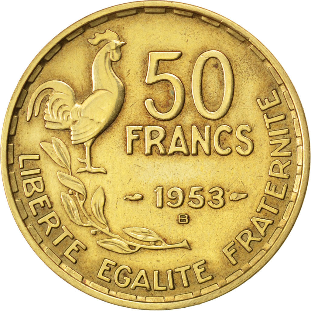 FRANCE, Guiraud, 50 Francs, 1953, Beaumont - Le Roger, KM #918.2, EF(40-45),...