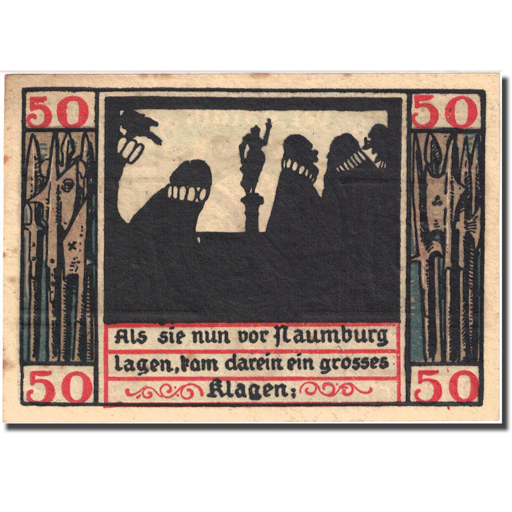 Geldschein, Deutschland, Naumburg, 50 Pfennig, statue, 1920, VZ, Mehl:928.2a