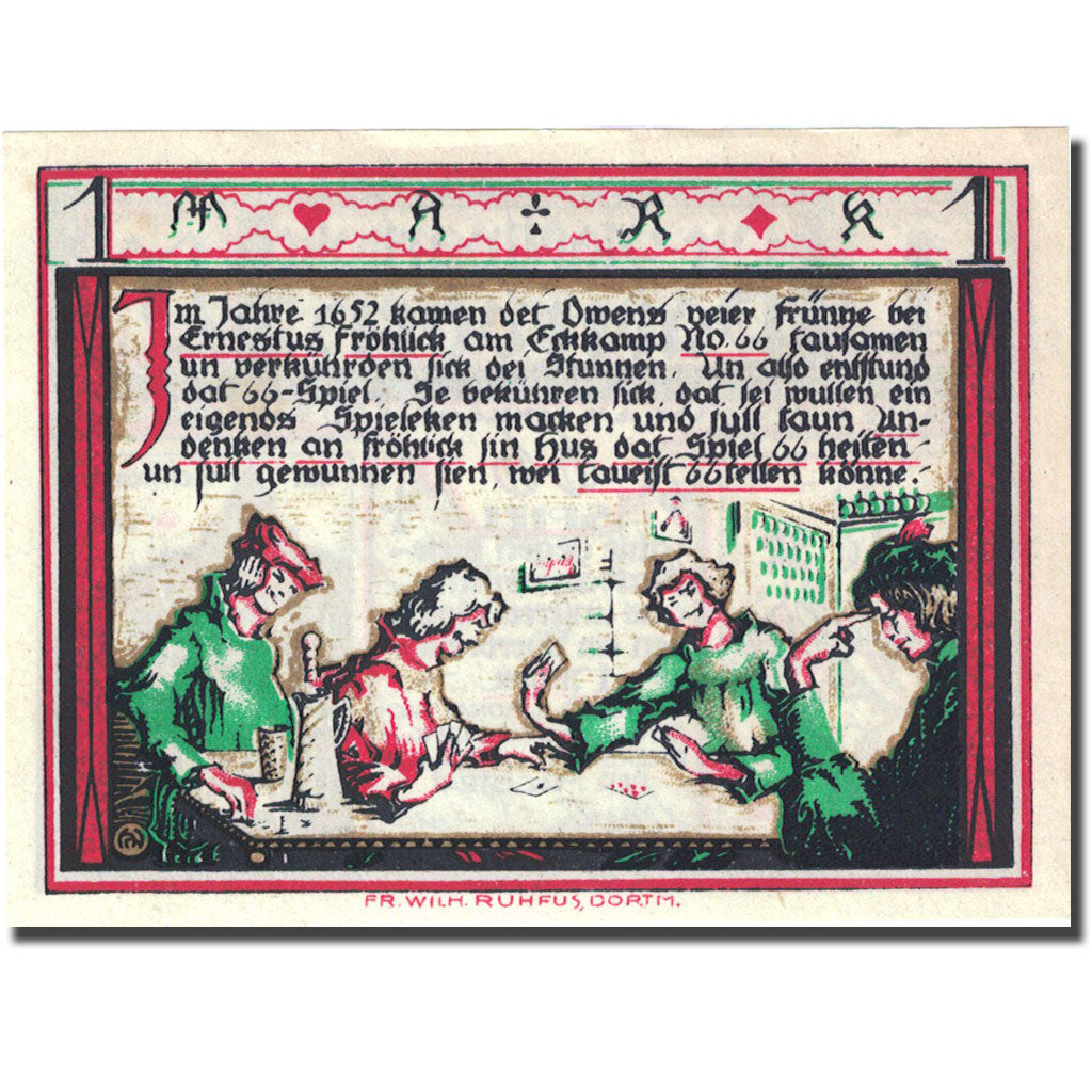 Banknote, Germany, Paderborn 1 Mark personnage 2, 1921-11-10 UNC(63) Mehl 1043.2