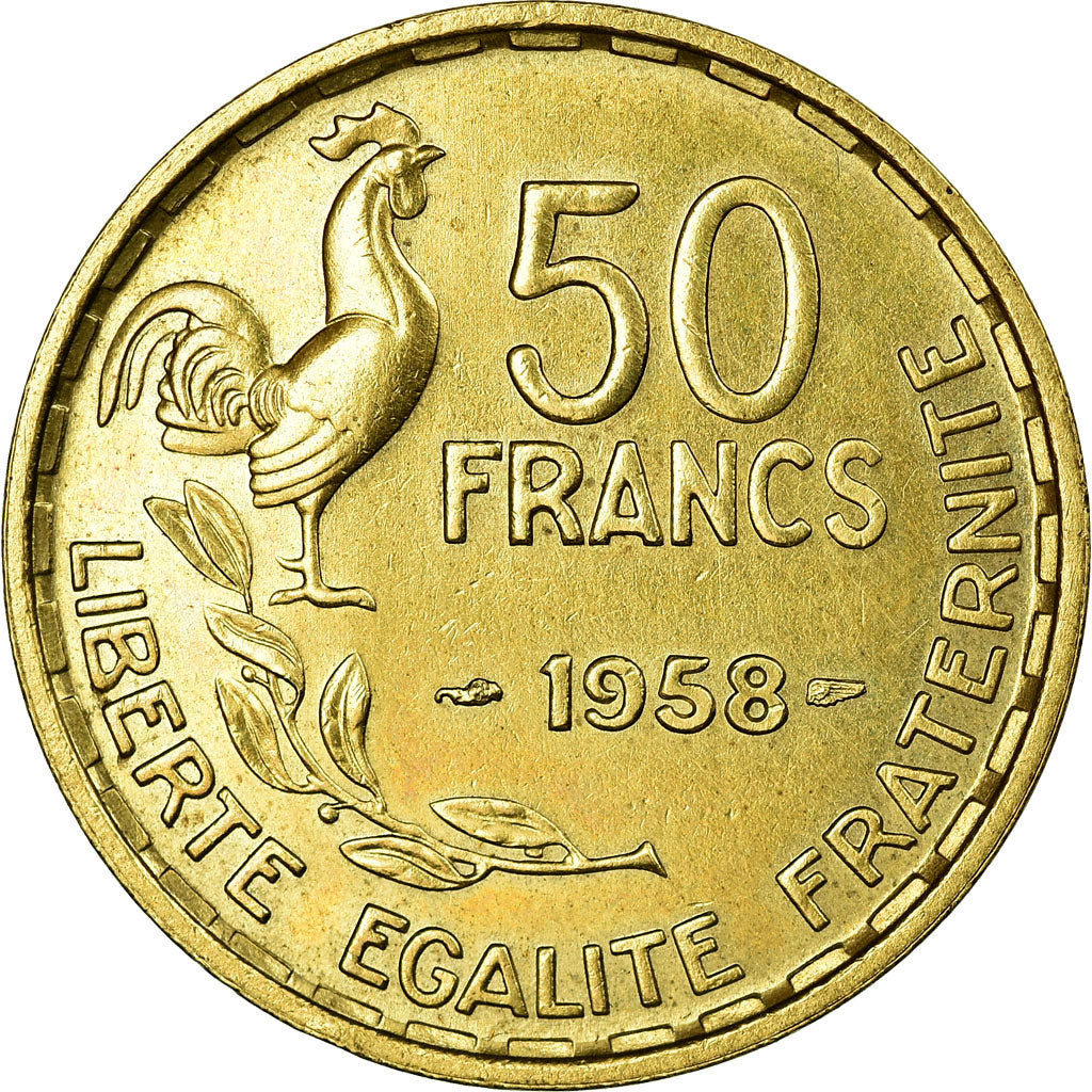 Coin, France, Guiraud, 50 Francs, 1958, AU(50-53), Aluminum-Bronze, KM:918.1