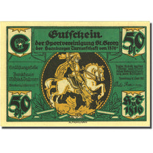 Banknote, Germany, Hamburg, 50 Pfennig, personnage, 1921 UNC(63) Mehl 552.1