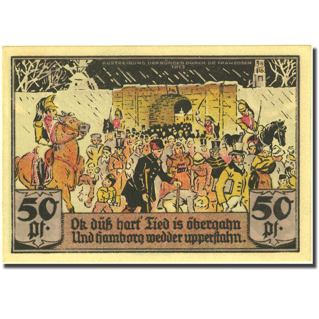 Banknote, Germany, Hamburg, 50 Pfennig, personnage, 1921 UNC(63) Mehl 552.1