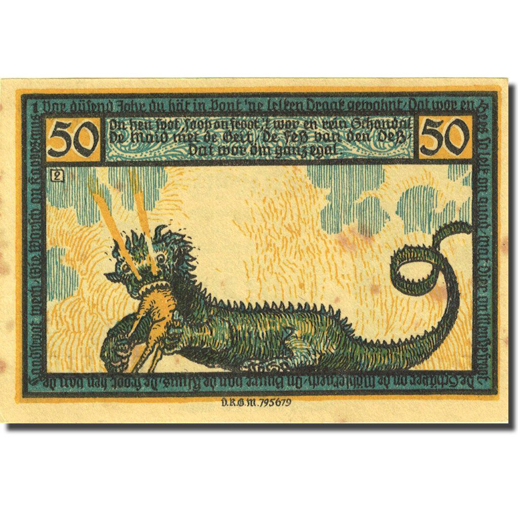 Banknote, Germany, Geldern, 50 Pfennig, dragon, 1922, UNC(60-62), Mehl:414.1