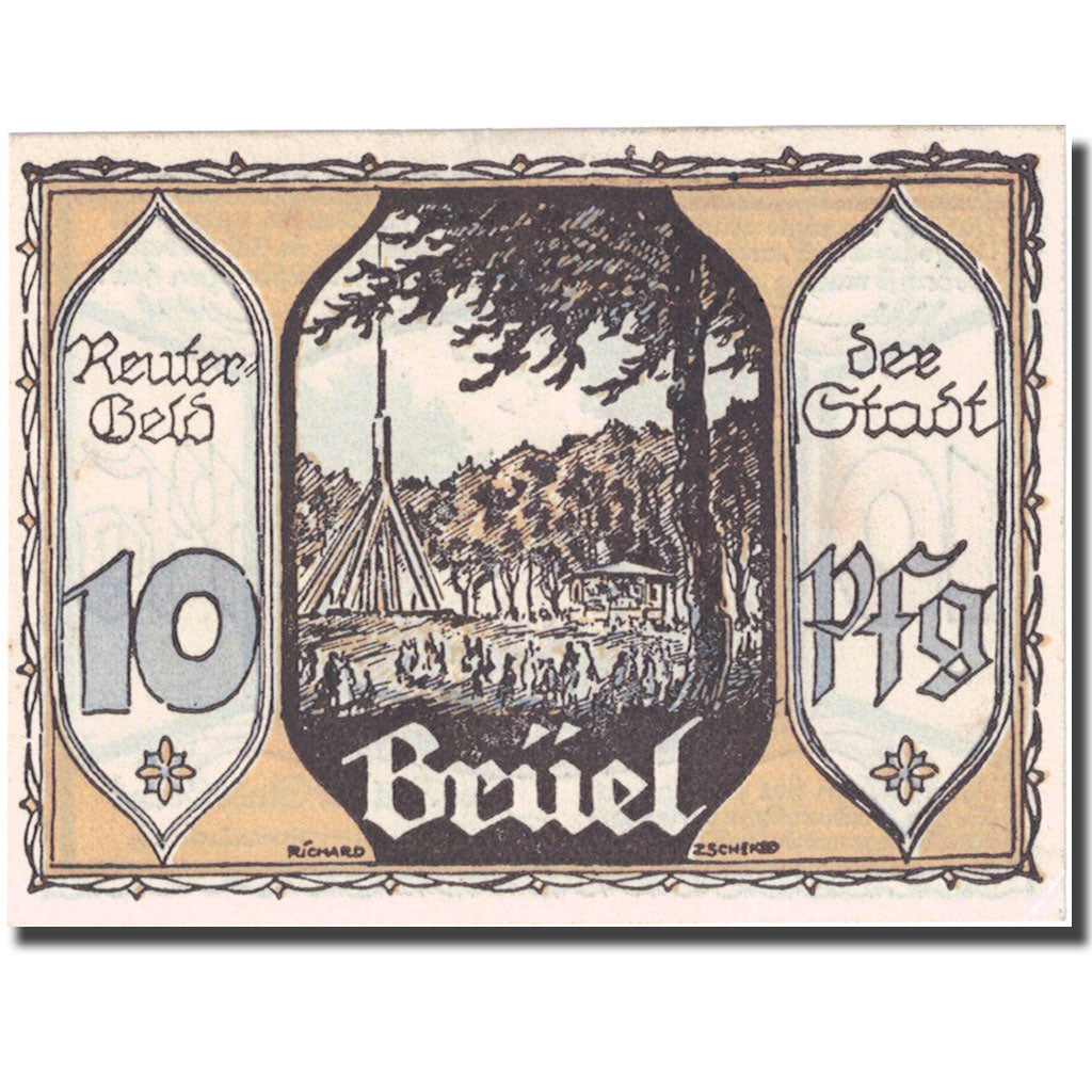 Banknote, Germany, Brüel, 10 Pfennig, fête, 1922, UNC(63), Mehl:191.1
