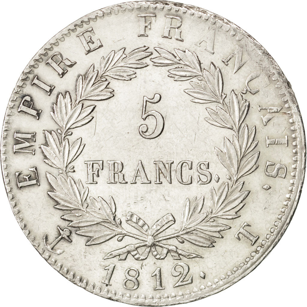 FRANCE, Napoléon I, 5 Francs, 1812, Nantes, KM #694.14, AU(55-58), Silver, G...