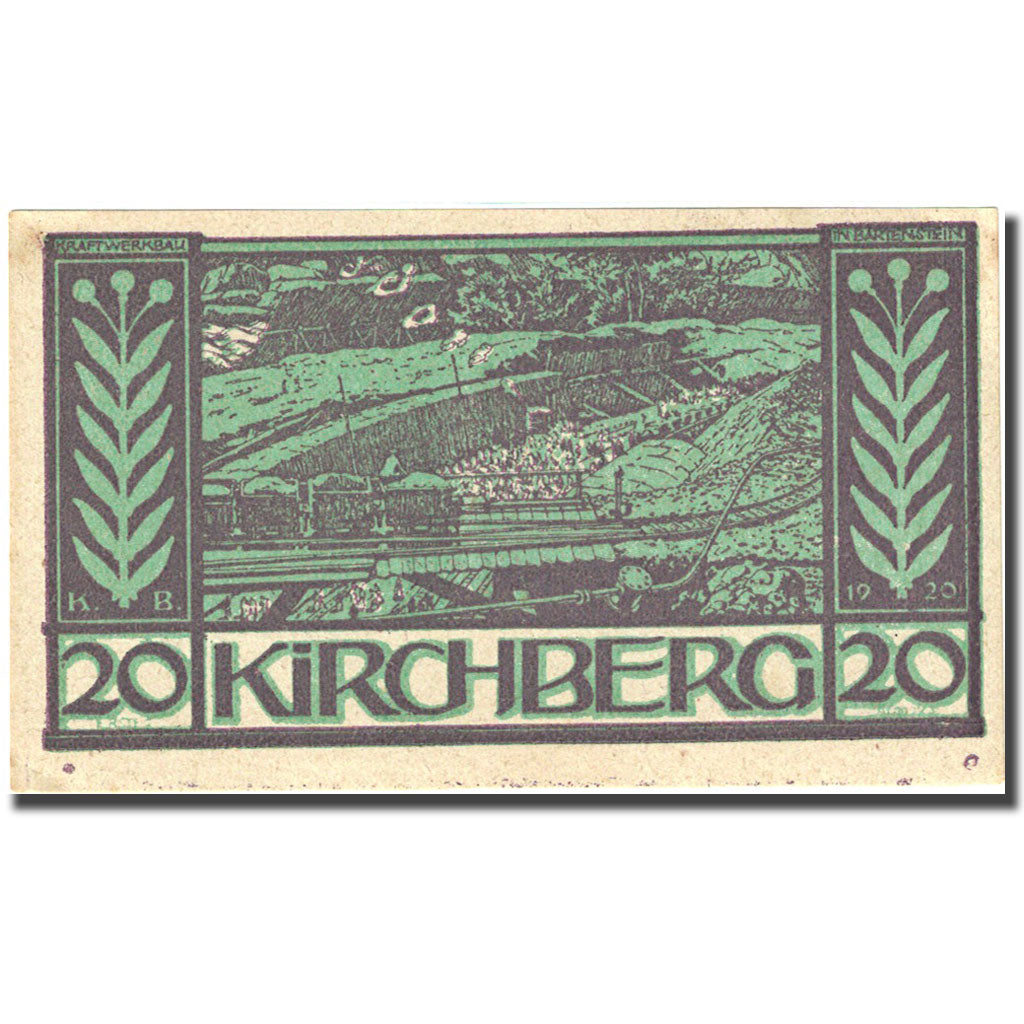 Banconote, Austria, Kirchberg, 20 Heller, train, 1920, SPL-
