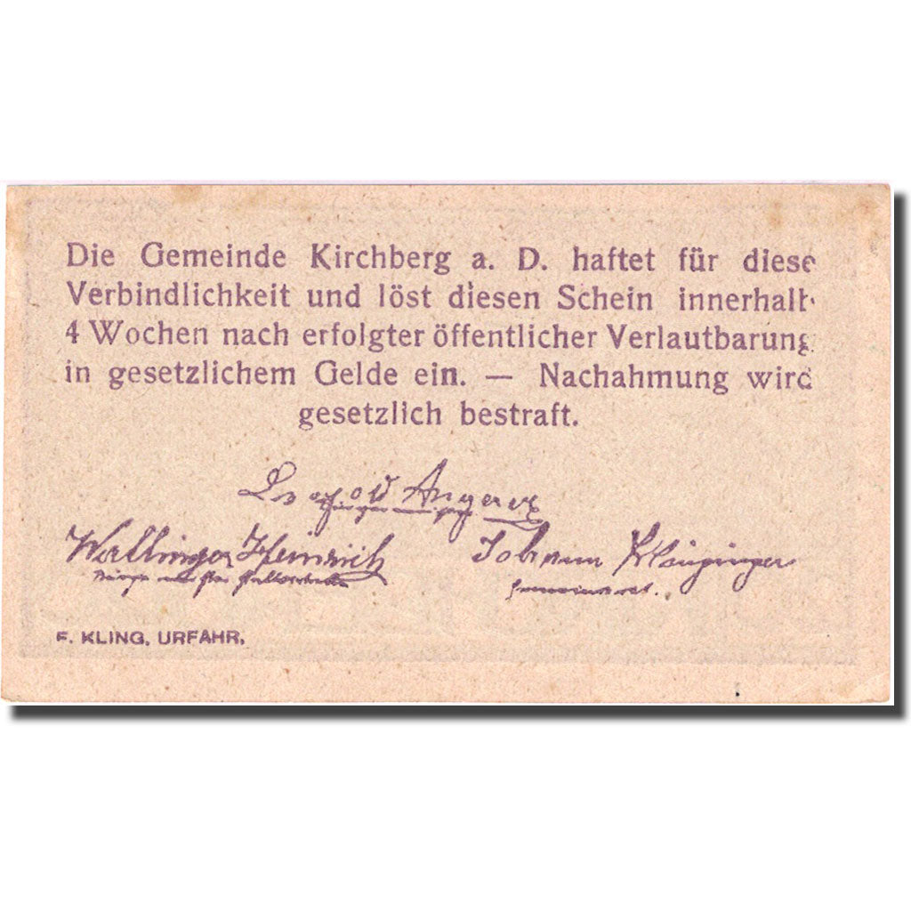 Banconote, Austria, Kirchberg, 20 Heller, train, 1920, SPL-