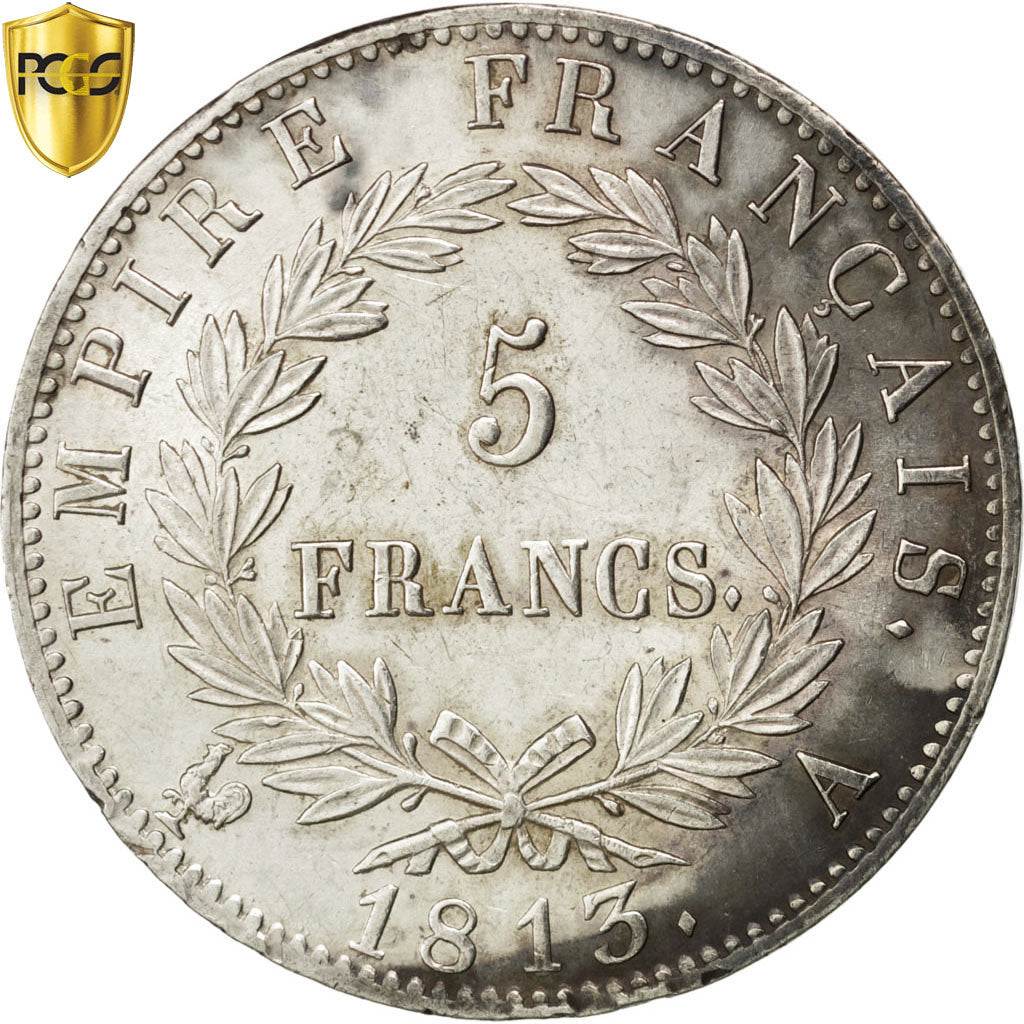 Monnaie, France, Napoléon I, 5 Francs, 1813, Paris, PCGS, MS61, SUP+, Argent