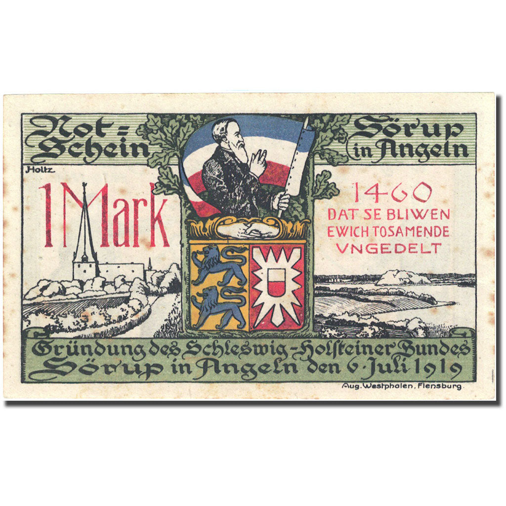 Banknote, Germany, Sörup, 1 Mark, personnage 1919-07-06 AU(55-58) Mehl 1231.2a
