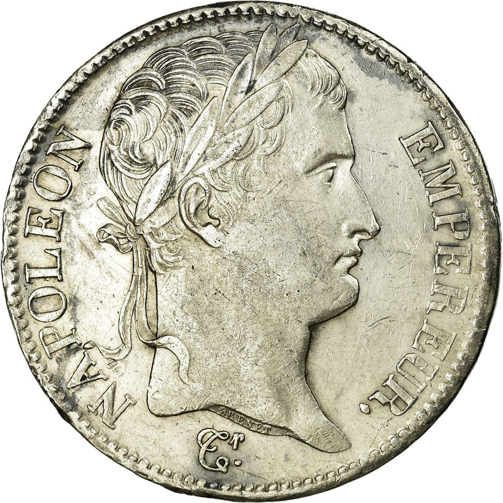 Moneda, Francia, Napoléon I, 5 Francs, 1808, Paris, MBC+, Plata, KM:686.1