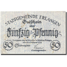 Billet, Allemagne, Erlangen, 50 Pfennig, valeur faciale, 1918 TTB Mehl E25.1c