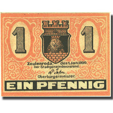 Banknote, Germany, Zeulenroda, 1 Pfennig, château, 1920 UNC(63) Mehl Z8.8a