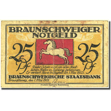 Banknote Germany Braunschweig 25 Pfennig Monument, 1921 VF(20-25) Mehl BRS 28a