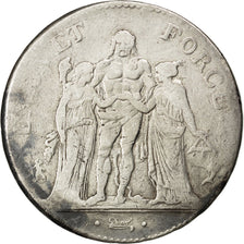 FRANCE, Union et Force, 5 Francs, 1795, Paris, KM #639.1, VF(30-35), Silver,...