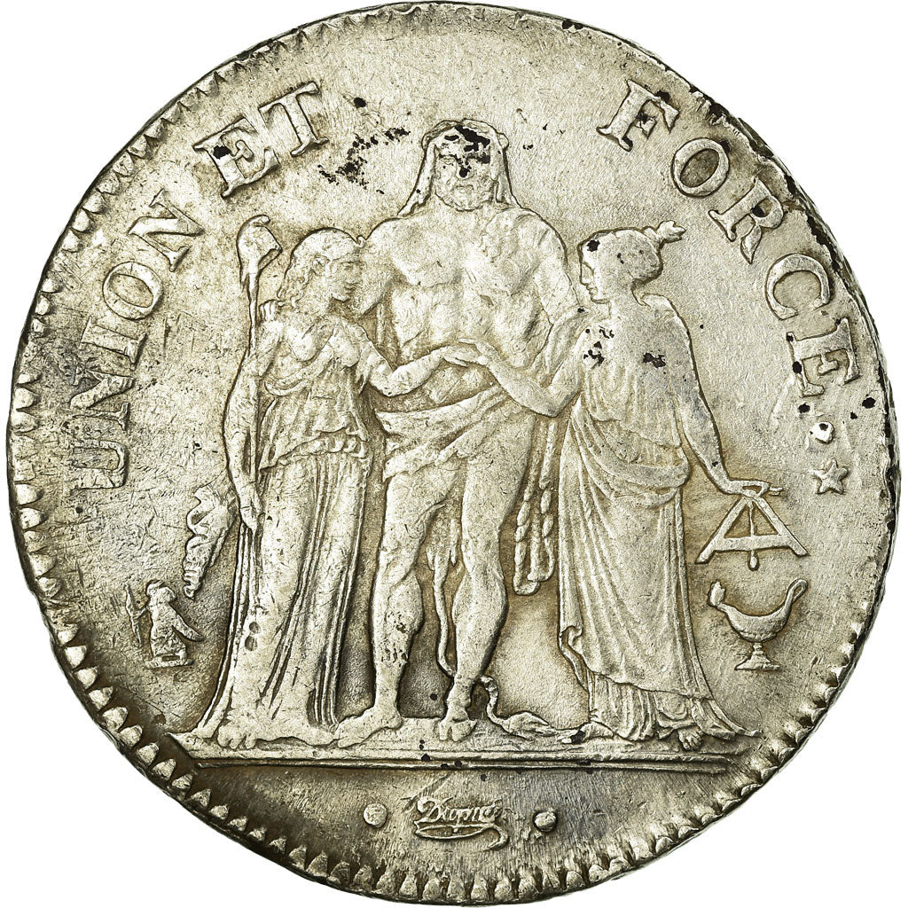 Coin, France, Union et Force, 5 Francs, 1797, Bordeaux, AU(50-53), Silver