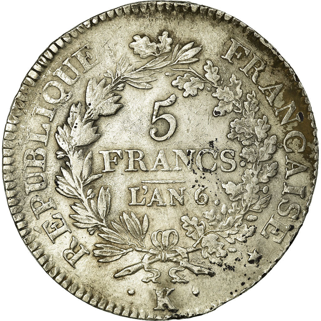 Coin, France, Union et Force, 5 Francs, 1797, Bordeaux, AU(50-53), Silver