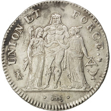 Coin, France, Union et Force, 5 Francs, 1798, Bordeaux, AU(50-53), Silver