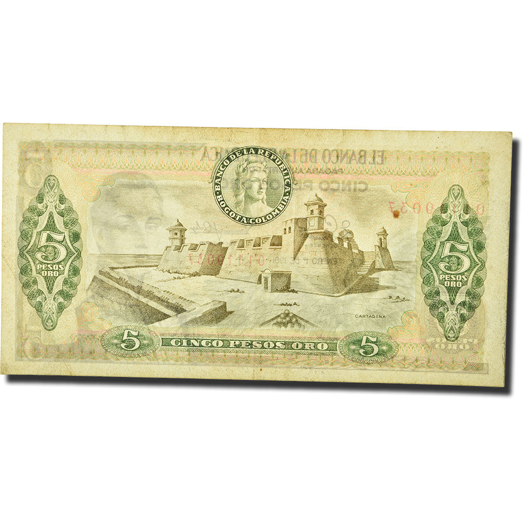 Geldschein, Kolumbien, 5 Pesos Oro, 1961-1964, 1981-01-01, KM:406f, SS