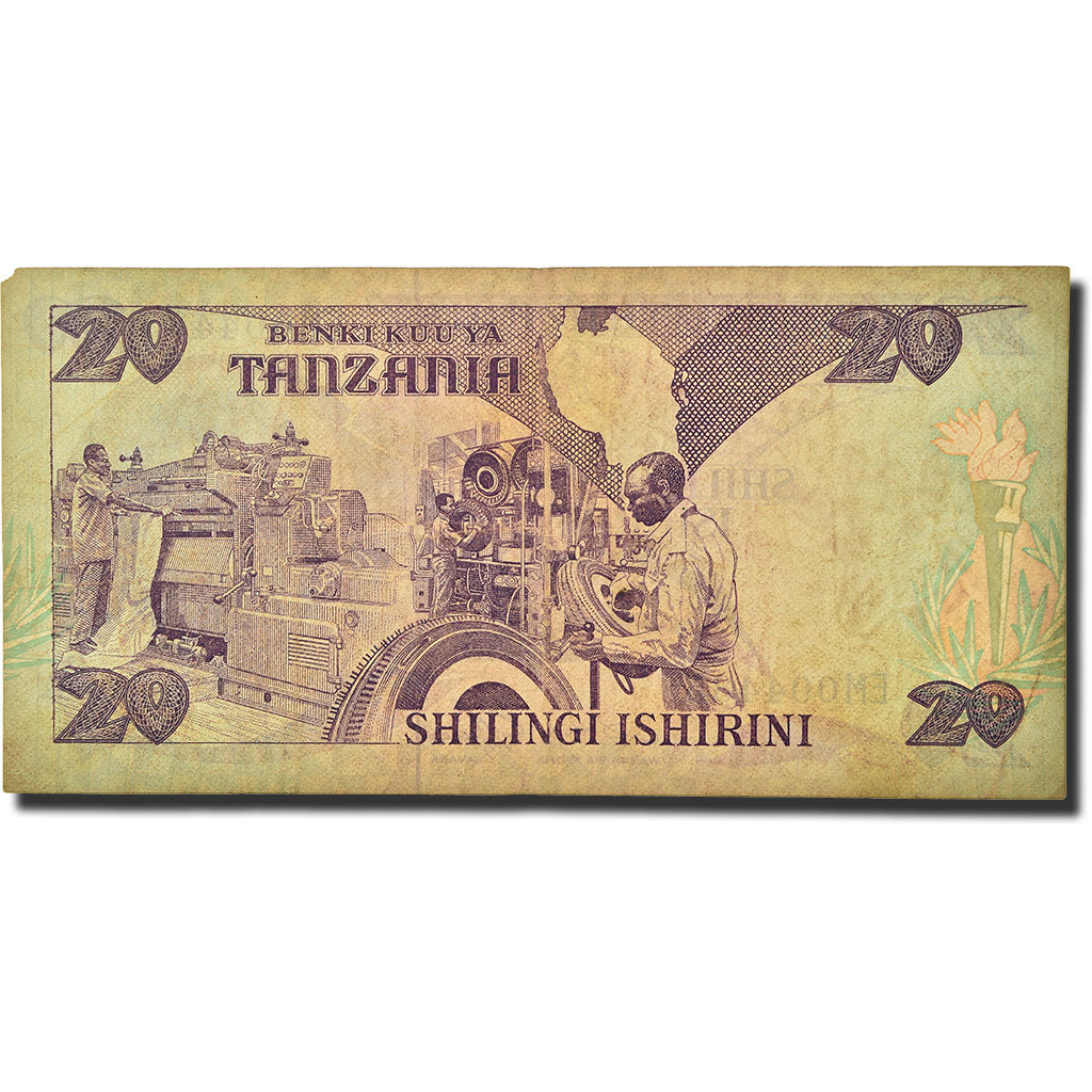 Banknote, Tanzania, 20 Shilingi, 1986-1990, Undated (1987), KM:15, VF(20-25)