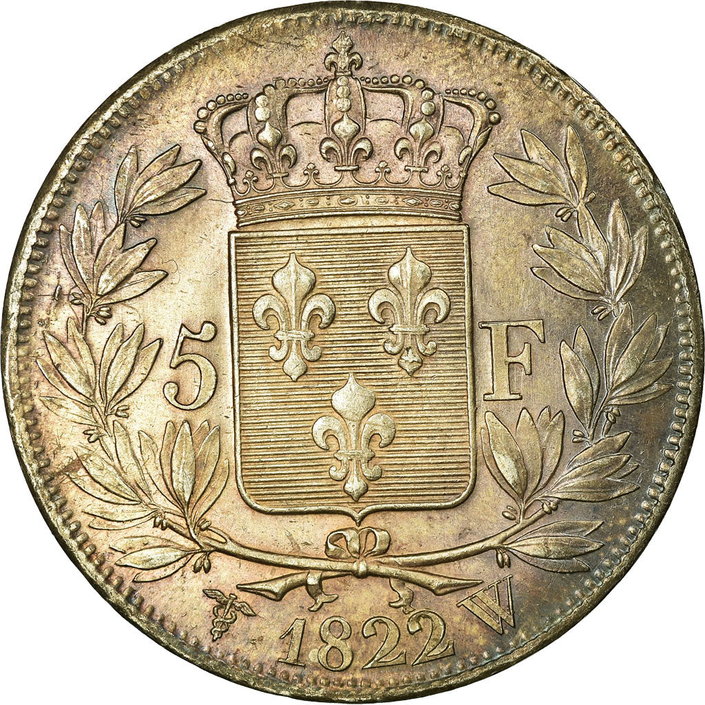Moneta, Francia, Louis XVIII, Louis XVIII, 5 Francs, 1822, Lille, SPL-, Argento