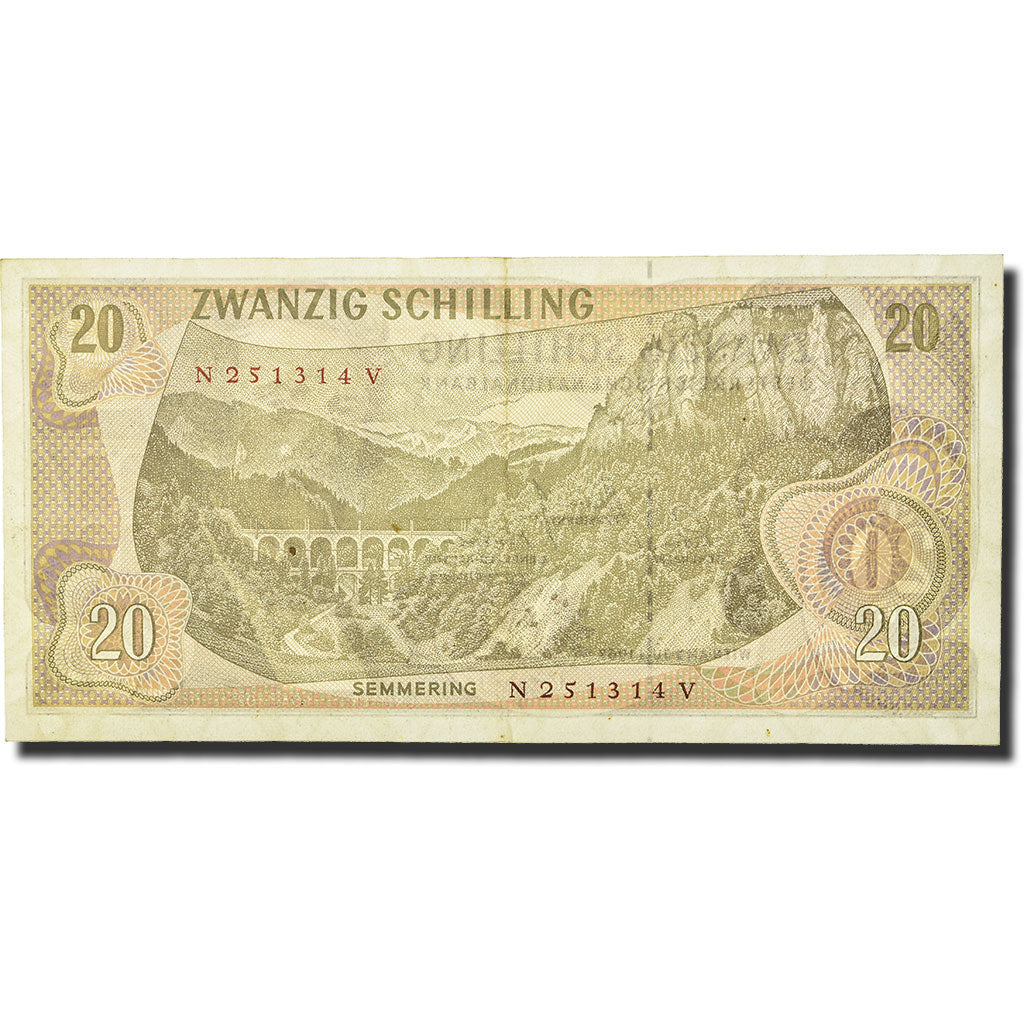 Banknote, Austria, 20 Schilling, 1966-1970, 1967-07-02, KM:142a, AU(50-53)