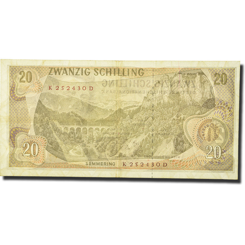 Banknote, Austria, 20 Schilling, 1966-1970, 1967-07-02, KM:142a, VF(30-35)