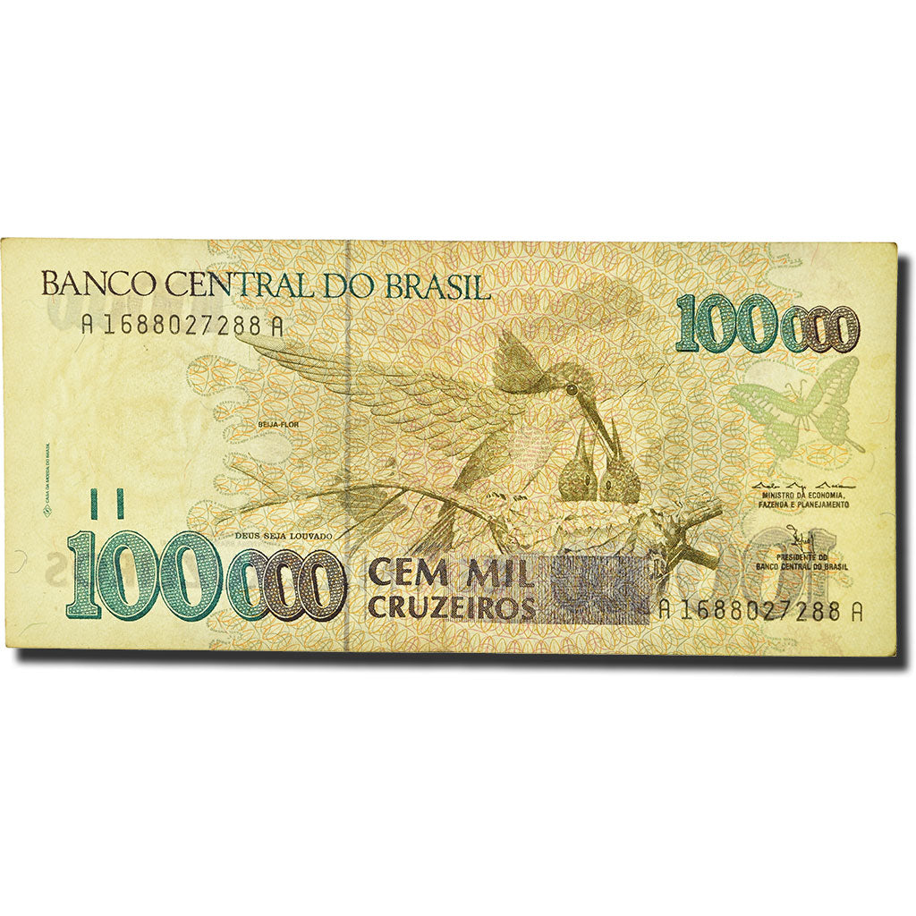 Billete, 100,000 Cruzeiros, 1990-1993, Brasil, Undated (1992-1993), KM:235a, MBC