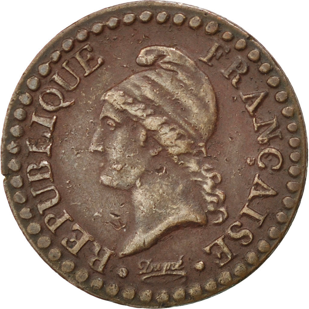 FRANCE, Dupré, Centime, 1797, Paris, KM #646, EF(40-45), Bronze, 18, Gadoury #76