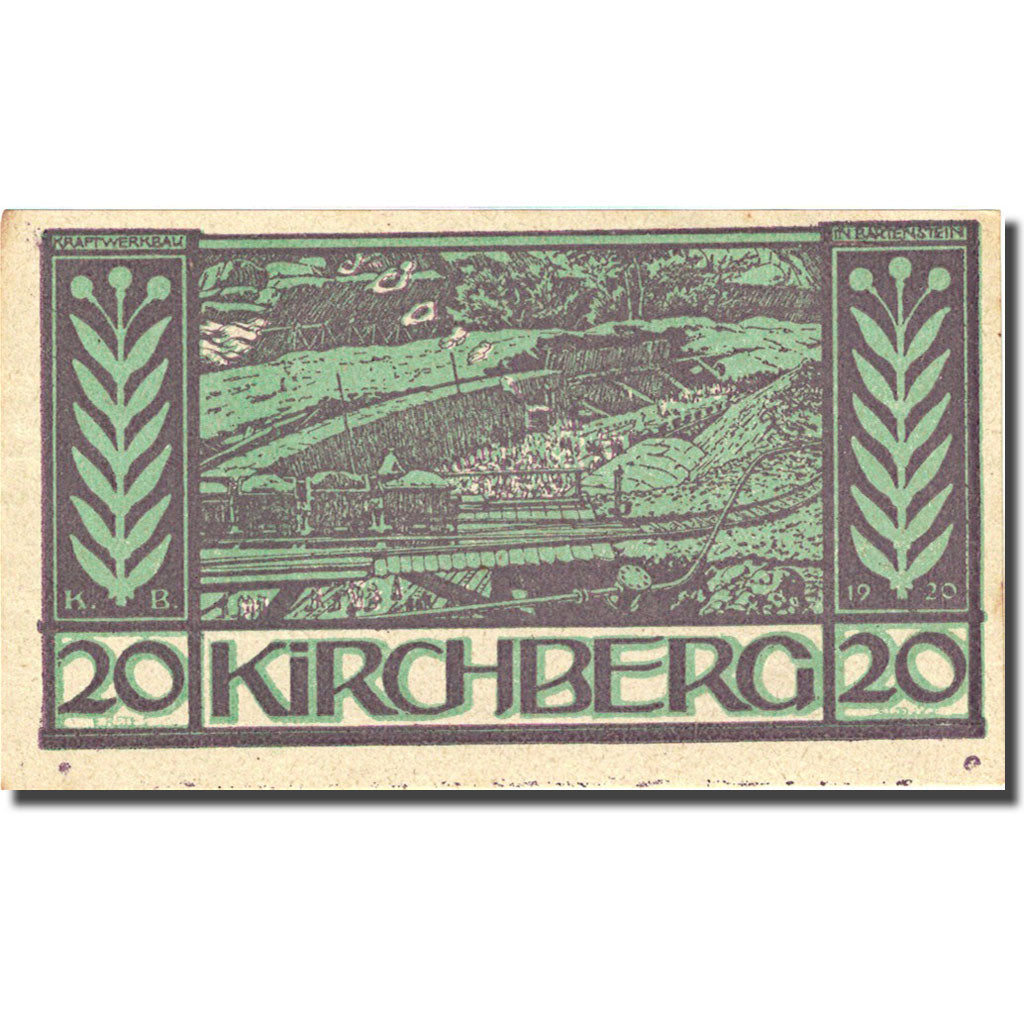 Banknote, Austria, Kirchberg, 20 Heller, train, 1920, UNC(60-62)