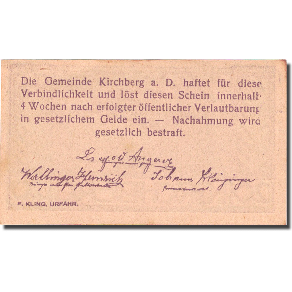 Banknote, Austria, Kirchberg, 20 Heller, train, 1920, UNC(60-62)