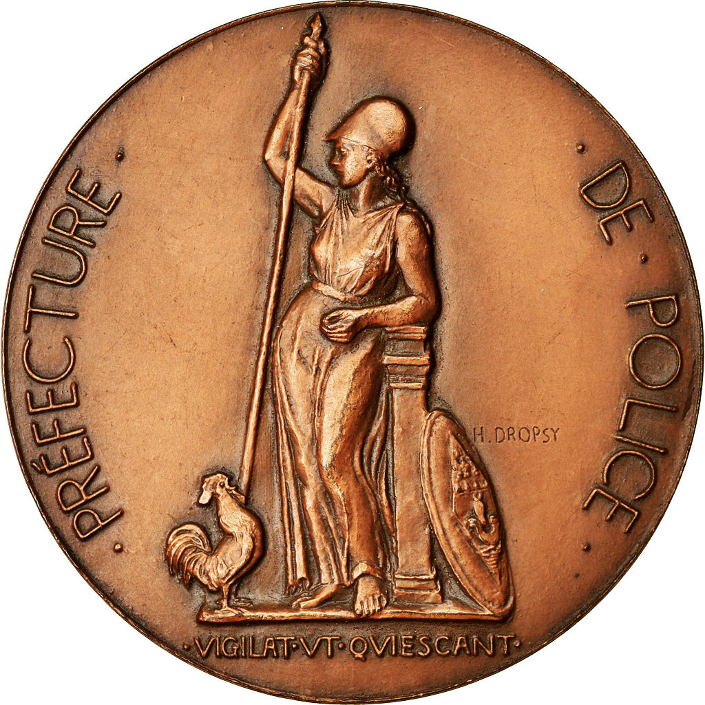 France, Medal, Préfecture de Police, Paris, 1950, Dropsy, AU(55-58), Bronze